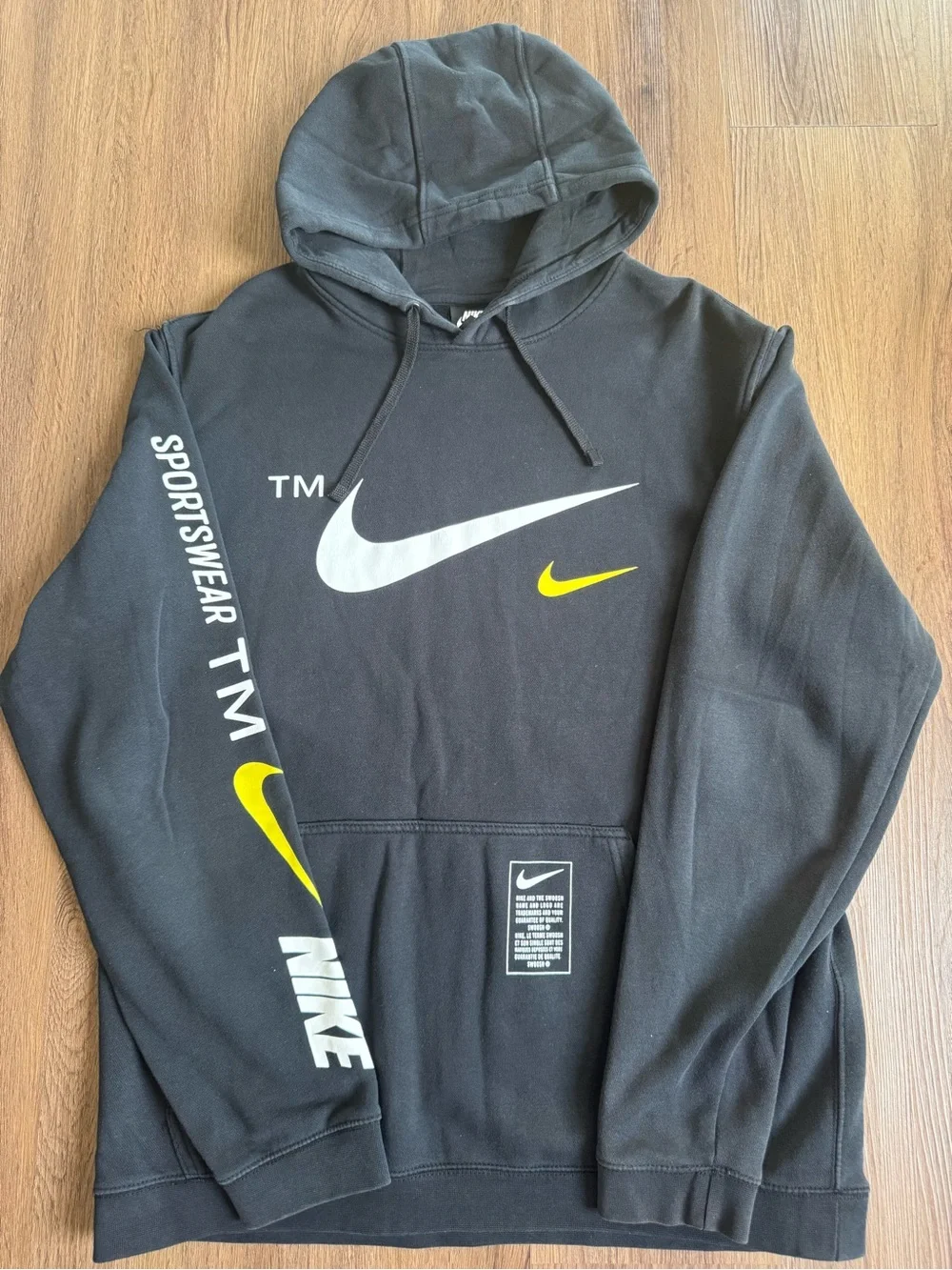 Nike Black Sweat Suit with White and Yellow Swoosh Logos